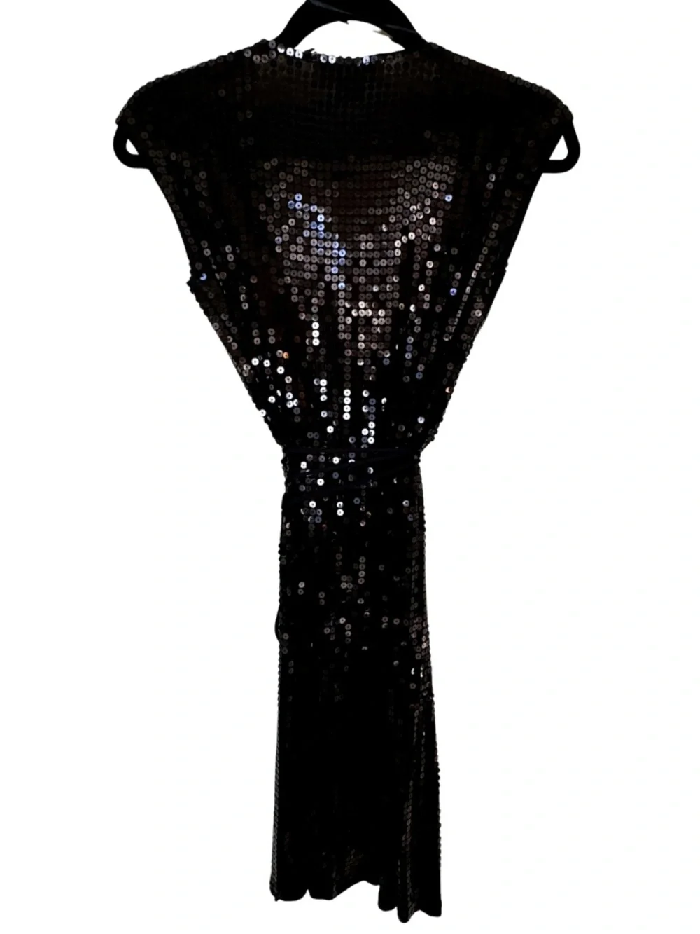 Michael Kors Black Sequin Wrap Party Dress – Size Medium Petite